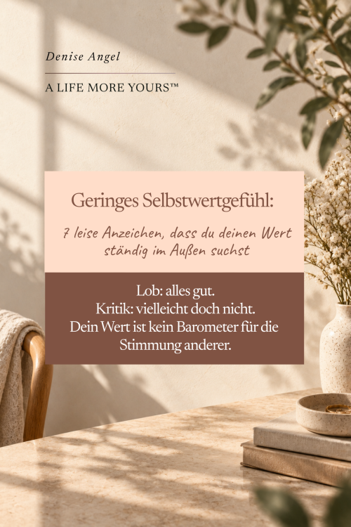 Helles Titelbild zum Thema geringes Selbstwertgefühl mit dem Gedanken: Dein Wert ist kein Barometer für die Stimmung anderer.